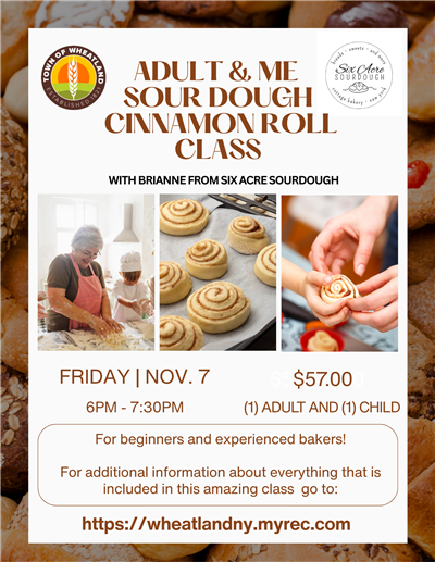 flyer for sourdough cinnamon roll class