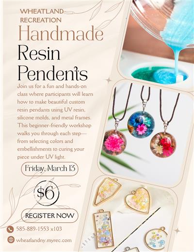 handmade resin pendent class